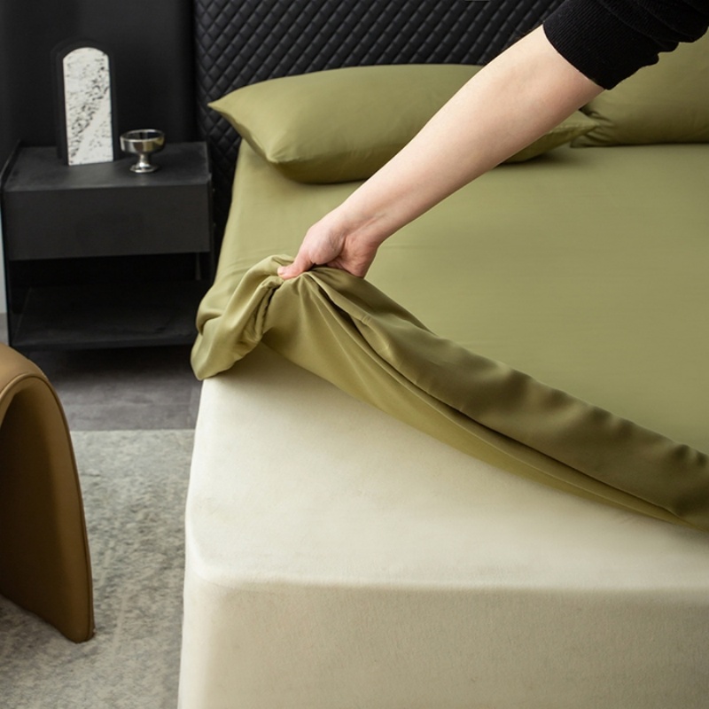 Fitted Bed Sheets Deep Pocket - 1 adet Doğal Lyocell Çarşaf Yeşil
